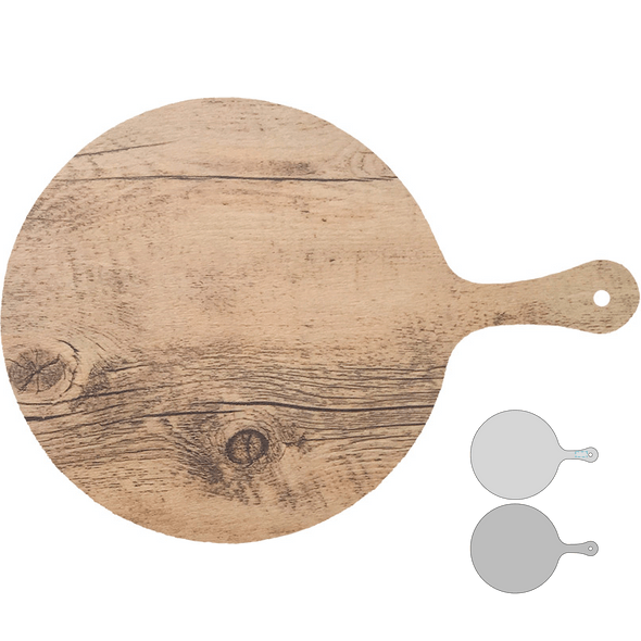 Round Wood Trays with Melamine Handle